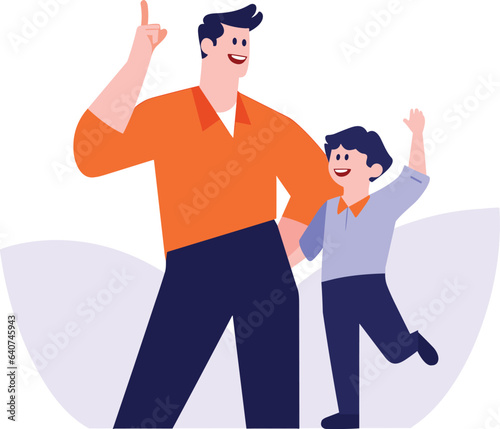 Hand Drawn father and child talking happily in flat style