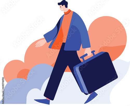 Hand Drawn tourists with attractions in flat style