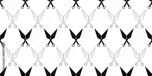 black white kunai seamless pattern