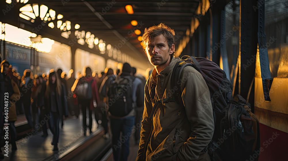 Portrait of Man at Train Station - Generative Ai Portrait of Man at Train Station - Generative Ai