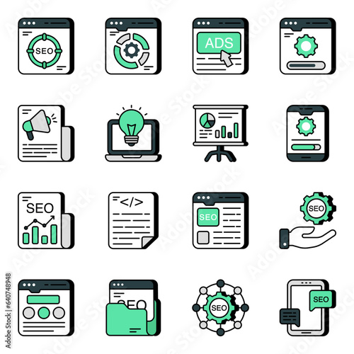 Pack of Seo and Technology Flat Icons

