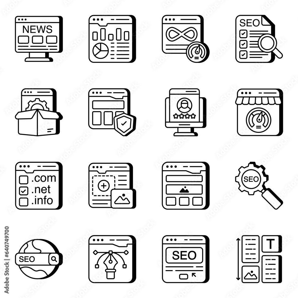 Pack of Seo Optimization Linear Icons
Pack of Seo Optimization Linear Icons