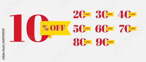 Banner Numbers Offer 10% 20% 30% 40% 50% 60% 70% 80% 90% Discount