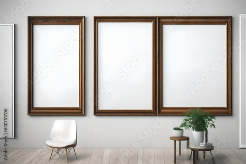 Blank portrait frame on the wall