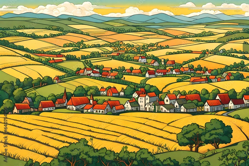 Fototapeta premium ancient village in the hills