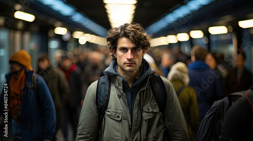 Portrait of Man in Subway Station - Generative Ai