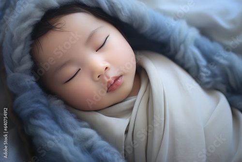 cute baby sleeps with fur blanket © Fotostockerspb