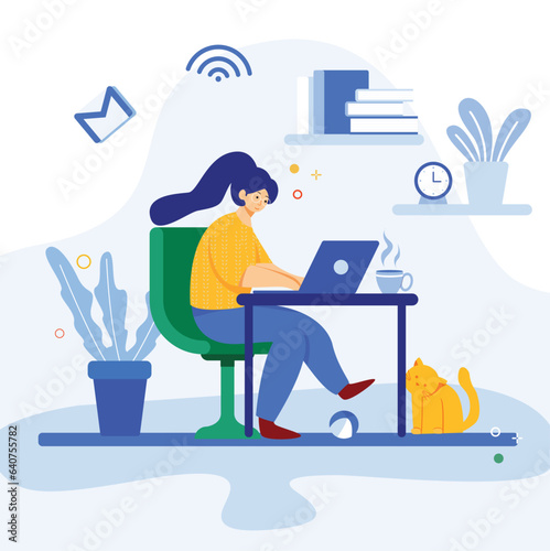 Working remotely illustration useable for both ios android and web