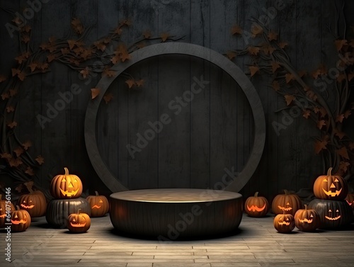  halloween empty podium. Mock up. 3d rendering © andrenascimento