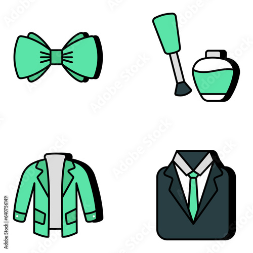Pack of Fashion and Grooming Products Flat Icons


