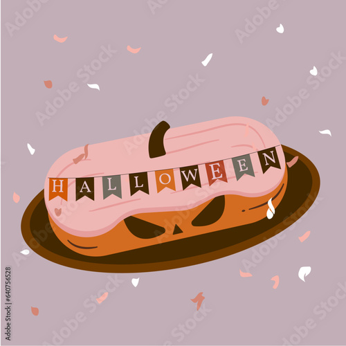 Halloween  Illustration with  Eclair 