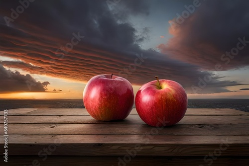red apples on the sky background