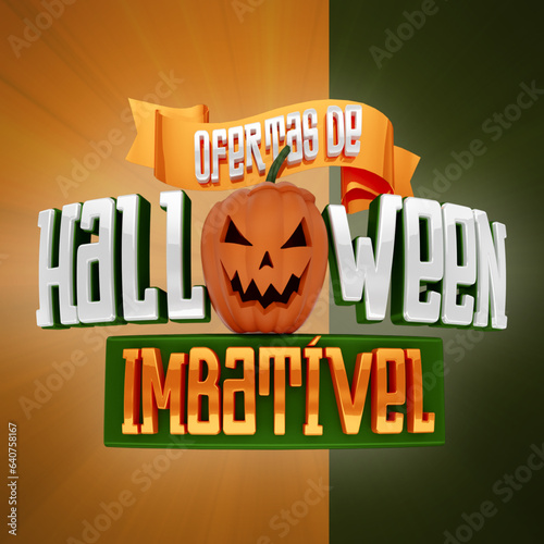 selo 3d ''ofertas de halloween imbatível''.