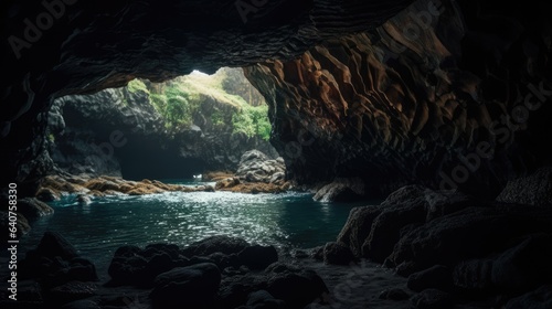 Illustration of a coral cave in the beautiful sea, very beautiful