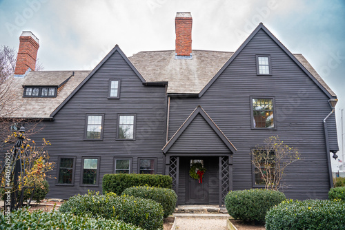 View of historic House of Seven Gables seen from Salem, MA