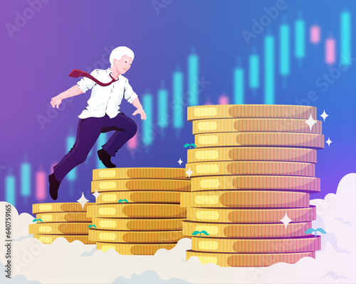 Business investment person running up money photo