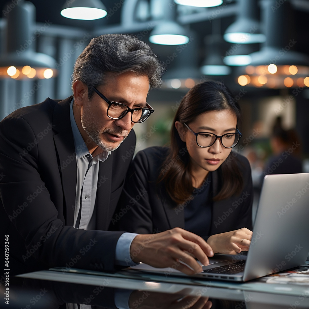 Fototapeta premium people working on laptop in cafe
