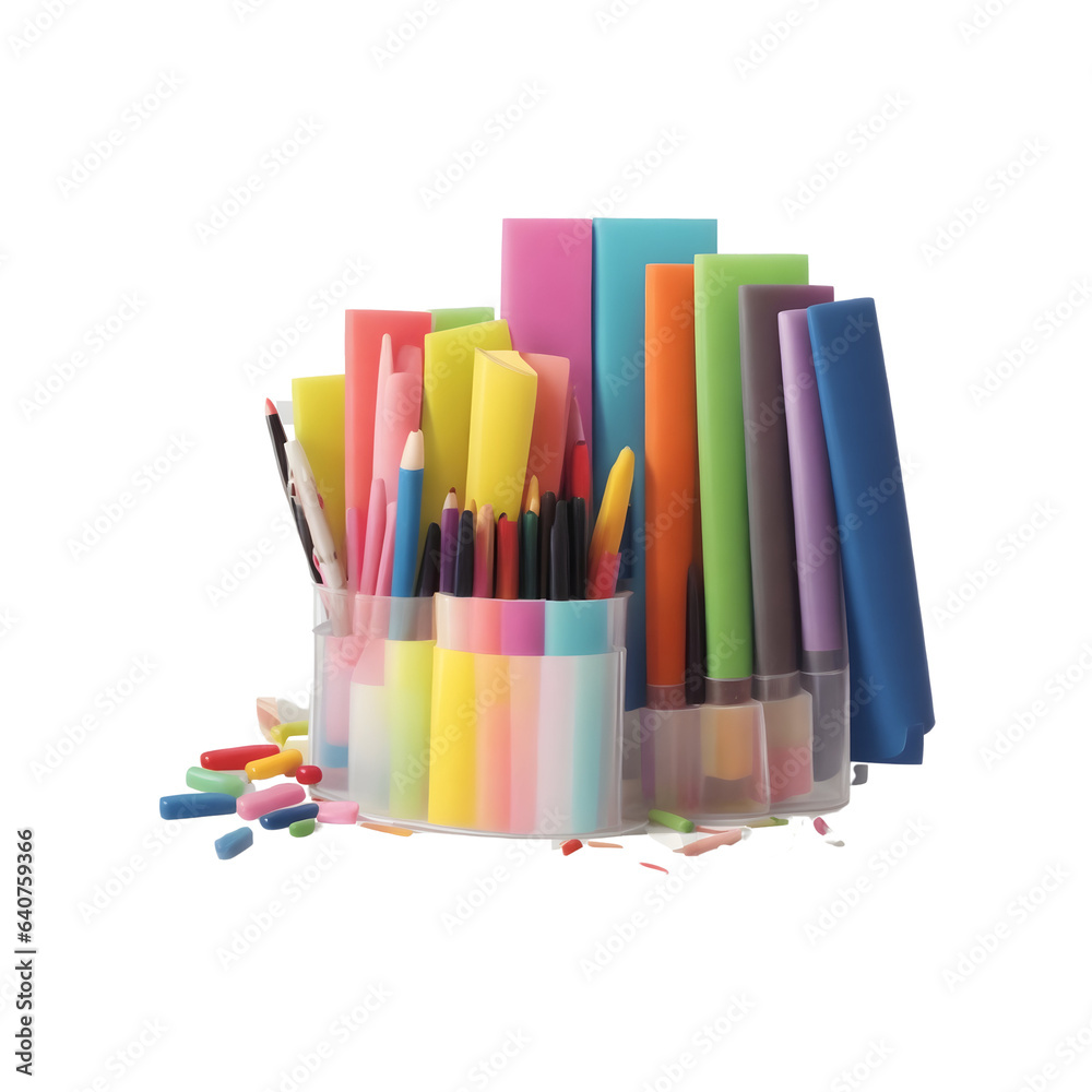 Obraz premium a colorful holder with pens and pencils