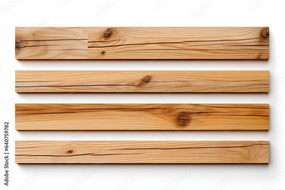 Wood Planks Isolated on White Background. Generative ai