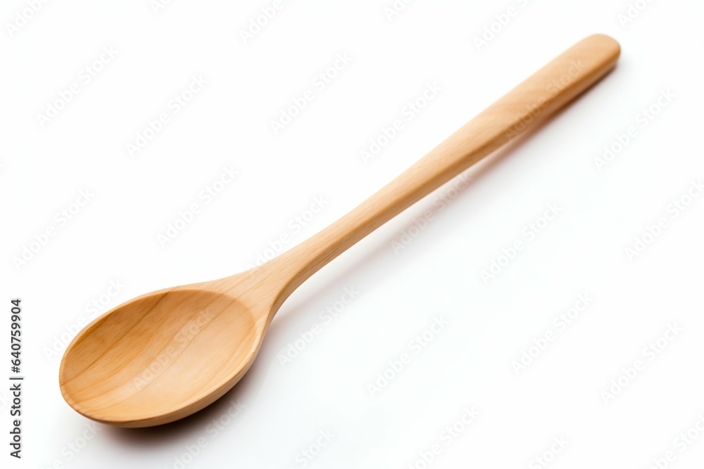 Classic Wooden Spoon Isolated on White Background. Generative ai Classic Wooden Spoon Isolated on White Background. Generative ai
