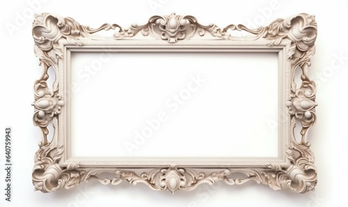 Antique Blank Photo Frame Isolated on White Background. Generative ai