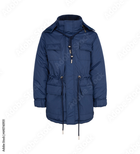 Blue warm coat for boy, casual, unisex, normcore, ghost mannequin