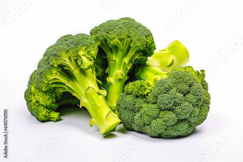 Broccoli fresh healthy vegetable on white plain background. Isolated on solid background.