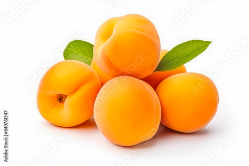 Apricot fresh healthy fruit on white plain background. Isolated on solid background.