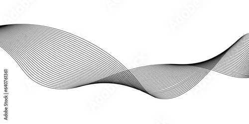 black wavy lines on white background vector illustration, Curve wave seamless pattern. Line art striped graphic template.Abstract wave element for design.