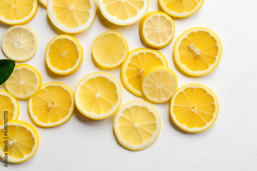Cut citrus fruits on white background lemons