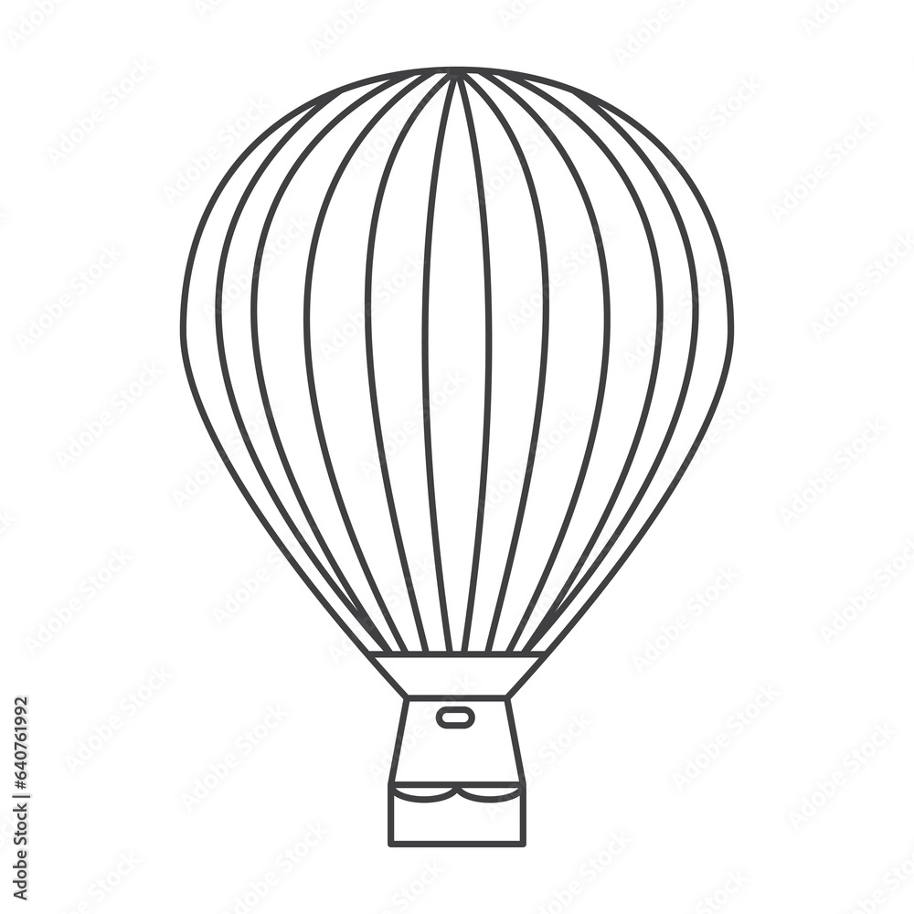 Vector aerostate line icon,  air balloon line icon Hot air balloon transport with cabin and basket, old air transport, airplane flight icon. hot air balloon and balloon illustration icon vector