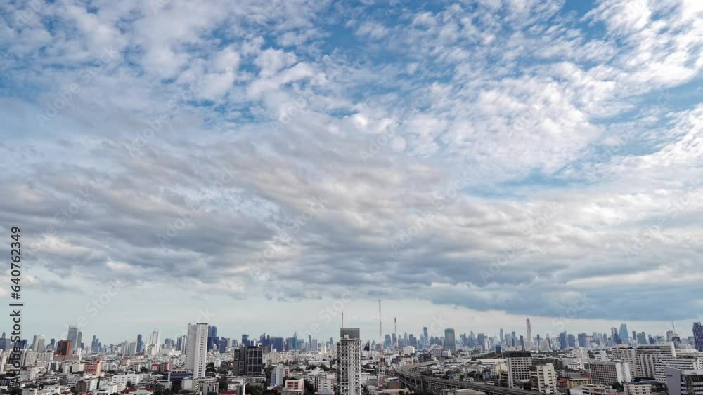 Aerial view of Bangkok metropolis in Thailand , time lapse cityscape background Aerial view of Bangkok metropolis in Thailand , time lapse cityscape background