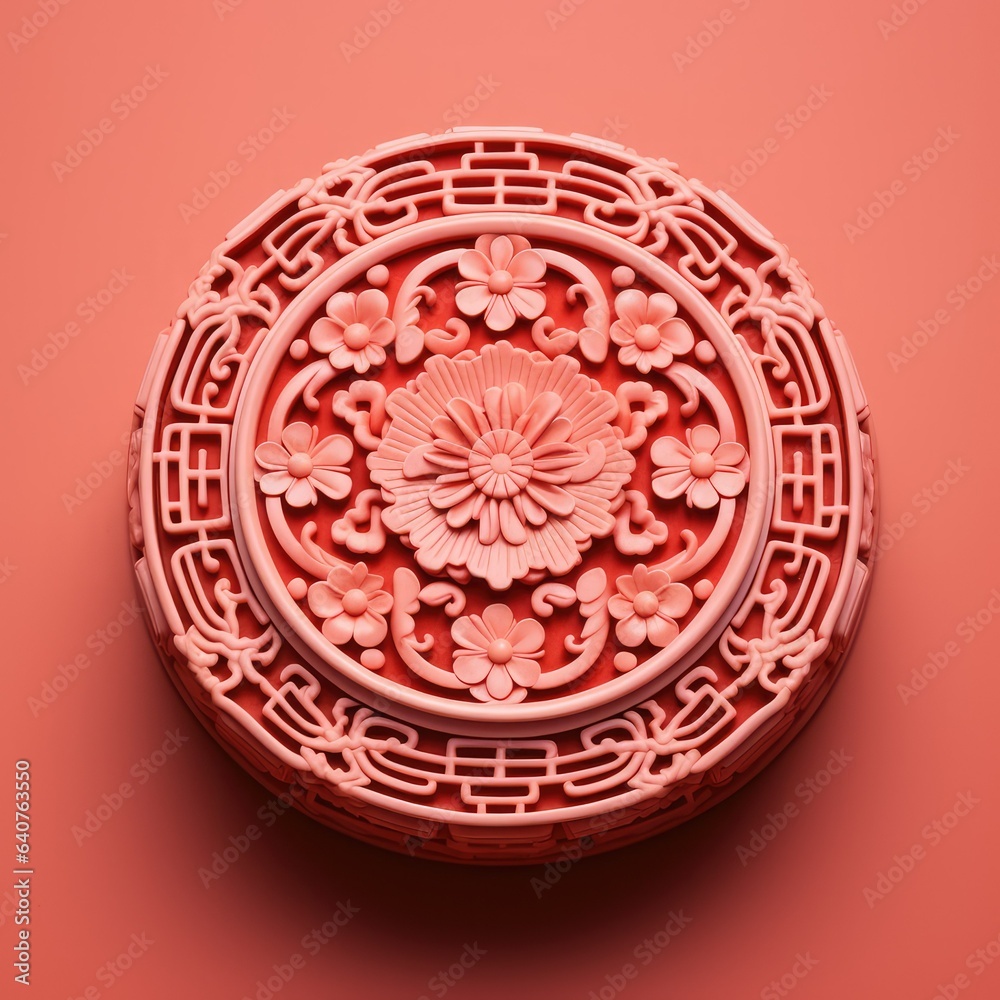 Chinese moon cake. mid autumn symbol. Asian culture. red background.