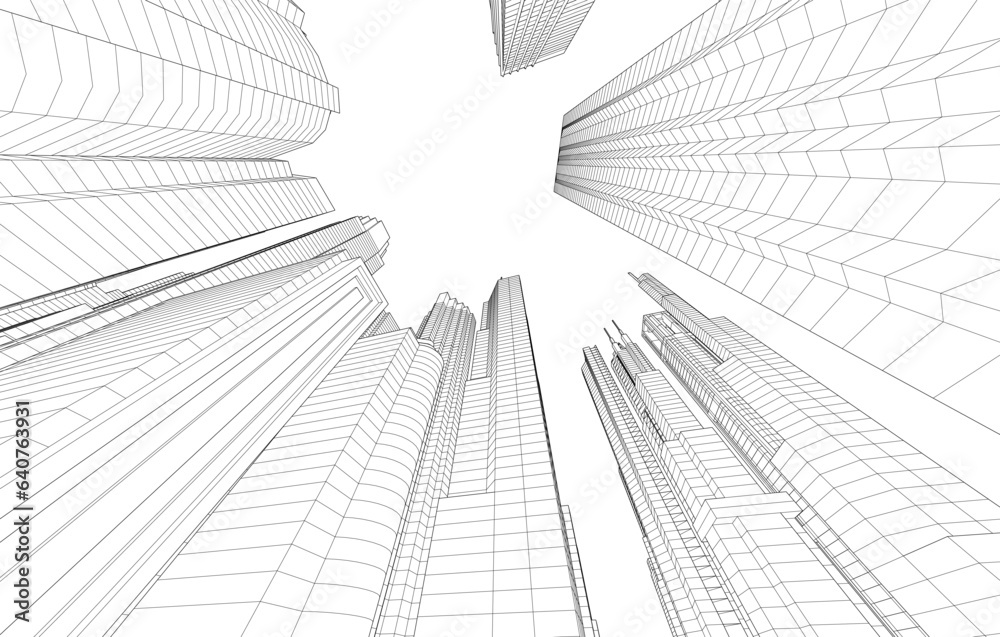Fototapeta premium Abstract architecture vector 3d illustration