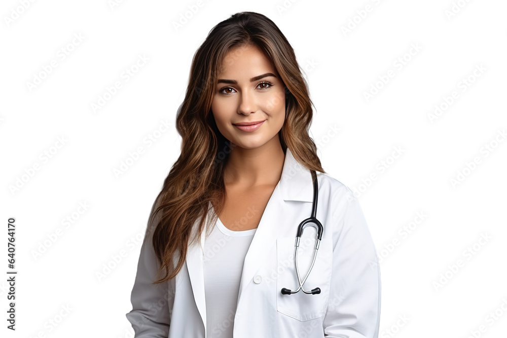 isolated portrait of young doctor woman with stethoscope in medical uniform isolated portrait of young doctor woman with stethoscope in medical uniform