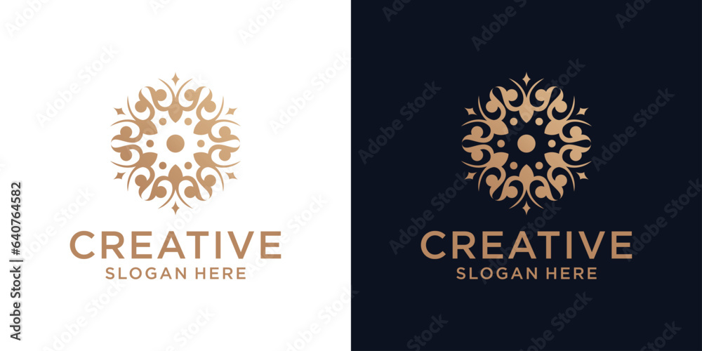 Floral ornament logo design abstract
