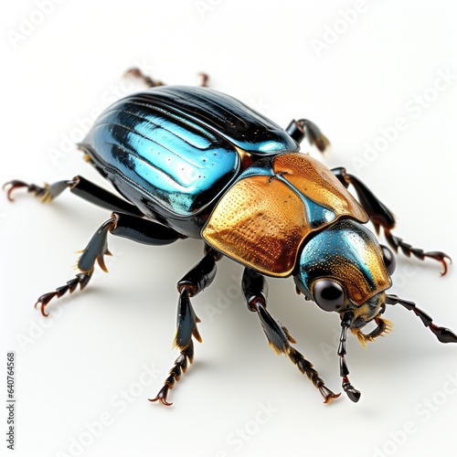 beetle on a white wooden background, top view. Flat lay. generative AI