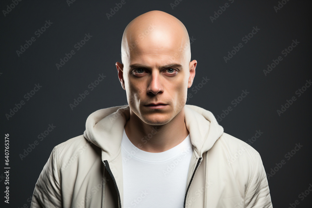 Generative ai collage image photo of masculine man guy model with bald head hair care concept Generative ai collage image photo of masculine man guy model with bald head hair care concept