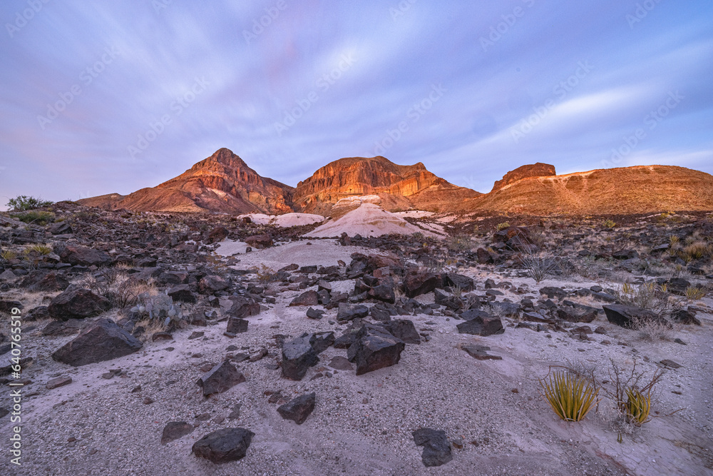 Chisos Mountains in Big Bend National Park at sunset, Texas.