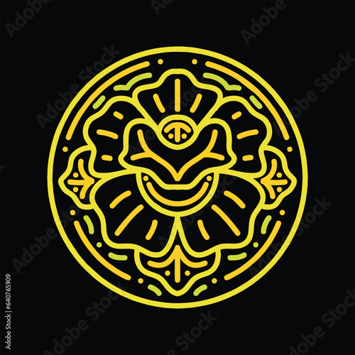 Flower Monoline Vector Graphic Design illustration Emblem Symbol and Icon