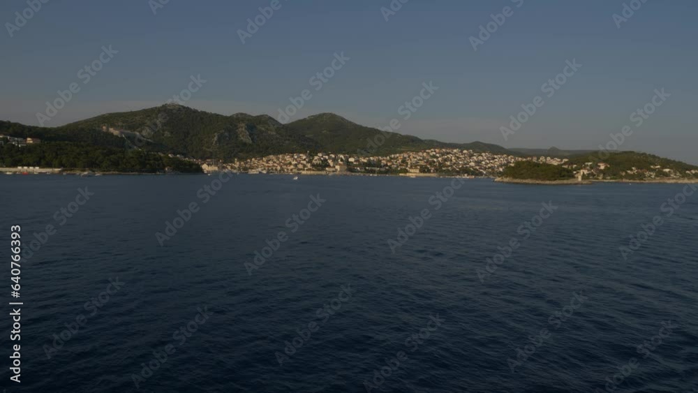 Hvar City Panorama from Hvar Channel Ferry Ride