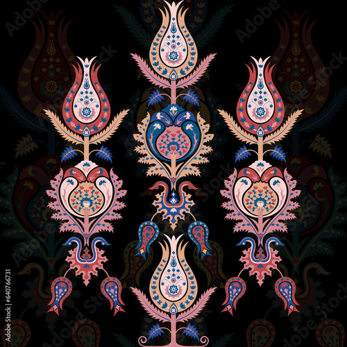 A very beautiful Suzani tulip floral illustration .used for Fabric Printing Textilr work , Art work etc photo