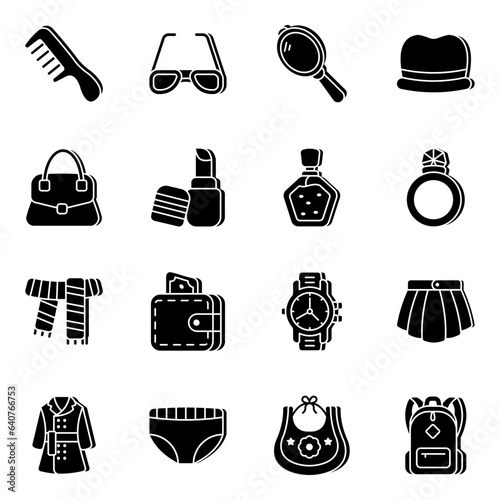 Pack of Fashion Accessories Solid Icons

