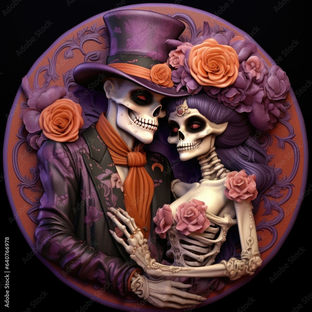 Sugar Skull Couple, Skeleton Couple, Day of The Dead Sugar Skull Decor, Dia De Los Muertos Wreath Sign, Skeleton Couple Wreath Attachment, Signs for Halloween Wreaths, Wreath Sign, Day of the Dead