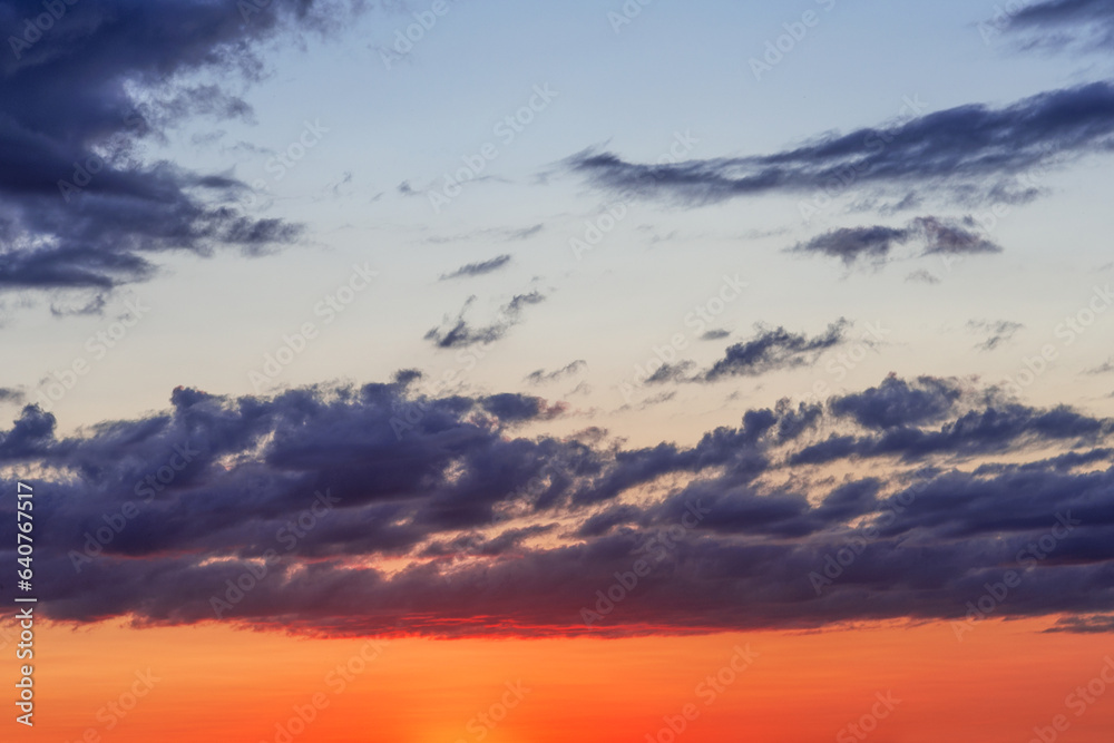 Fototapeta premium Colorful sky at sunset, blue orange color sunset sky, sky and nature background