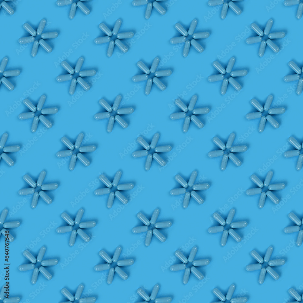 Blue medical capsules pill on blue background. High resolution photo. Blue medical capsules pill on blue background. High resolution photo.