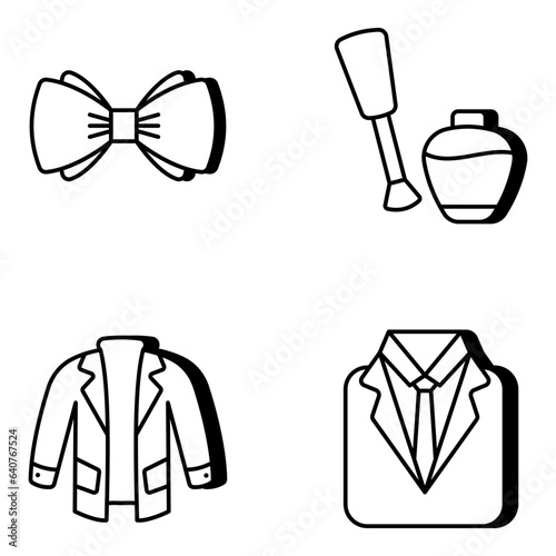 Pack of Fashion and Grooming Products Linear Icons

