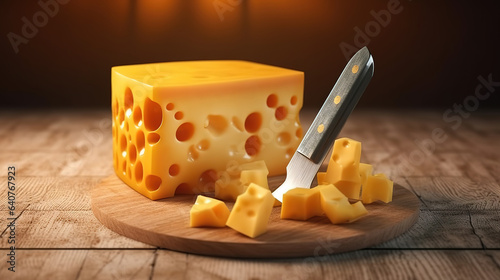 Perfect glorious cheese on wooden plate with ingredients. Generative ai