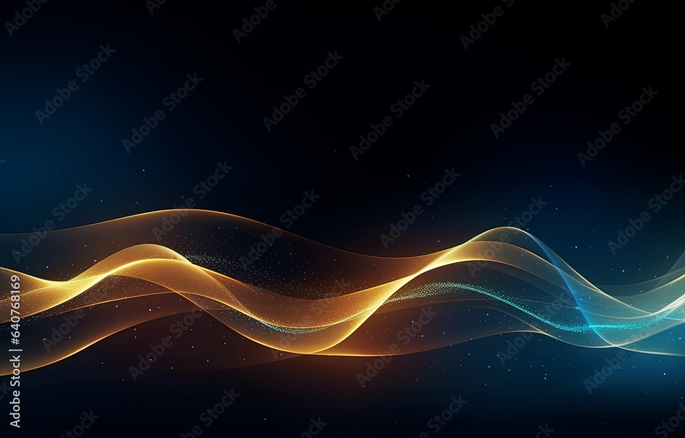 abstract futuristic background with gold blue glowing neon moving high speed wave lines and bokeh lights. Data transfer concept Fantastic wallpaper, Generative AI abstract futuristic background with gold blue glowing neon moving high speed wave lines and bokeh lights. Data transfer concept Fantastic wallpaper, Generative AI