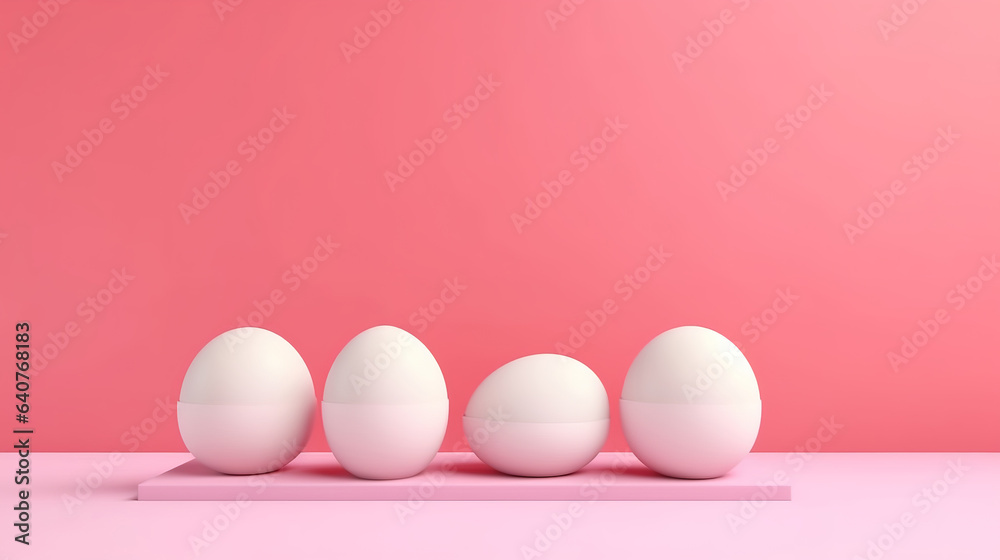 Fototapeta premium Spheres and square podium on pink background. Generative ai